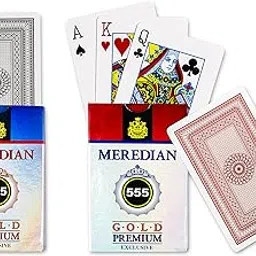 Meredian 555 Gold Premium Exclusive, Paper Playing Card Game, Bridge Size, Regular Index, Red & Black, Pack of 2 for Adult-image-34