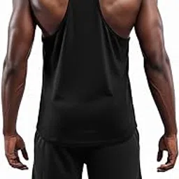 harux Gym Vest Athletic Racerback Tank Top, Black, Cotton, Moisture Wicking Performance Fabric, Athletic Fit, Gym Training Workout Sleeveless Shirt for Men-picture-39