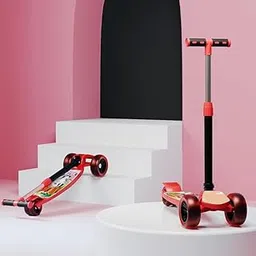 Mahadev Mart Foldable Kids Kick Scooter with LED Wheels & Adjustable Height - Capacity 50kg- for Baby 3+ Year Old boy & Girl - Skate (Red & Black)-picture-62