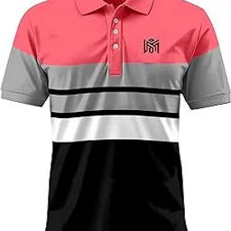 Men’s Color Block Polo T-Shirt | Stylish Half Sleeve Casual Collar Tee | Premium Cotton Blend, Breathable & Stretchable Fabric (in, Alpha, XL, Regular, Pink)-image-99