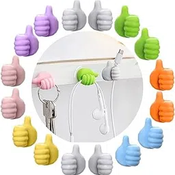Home Stuffs Thumb Wall Hook,Silicone Creative Thumbs Up Shape Wall Hook, Multifunctional Thumb Hook Holder Cable Clip Organizer Key Hook Wall Hangers for Home Office Bedroom(12Pcs,Anycolour) image 1