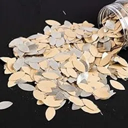 Mohan Shoppe Light Golden Color Eye Shape Gota Patti for Embroidery Dresses Ladies Suits Saree Blouses Decoration Making Purpose (Pack of 50 Gram)-image-45