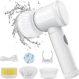 Zelofy Multi-Functional Electric Cleaning Brush 5 in 1 Magic Power Scrubber with 3 Brush Heads Household Cleaning Tools Cleaner Brush for Kitchen, Bathroom, Shower Tub, Carpet and Sink-picture-42