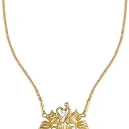 cute gold One Gram Micro Gold Plated Fashion Jewellery Traditional Ruby Emerald Handcrafted Dollar Pendant Chain for Women & Girls (24 inch)(DC-1126)-picture-11