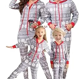 Matching Family Chrismas Pajama Set Zipper Front Hooded Footed One-Piece Pjs Loungewear Sleepwear S-XXL-image-96