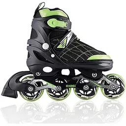 Konex 4 Wheel Inline Skates | Adjustable PU Wheel Roller Skating Shoes for Boys and Girls (Green, EU Size 32-34)-picture-12