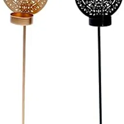 Decorative Metal Petal Shaped Stand with Lighthouse and Gold Spherical Vase, Artificial Flowers Diya Stand for Home Decor Room Decor-image-57