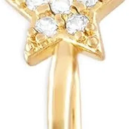 ami Gold Tone Cubic Zirconia Embellished Star Contemporary Brass Clip On Nose Pin For Women-ZPFK19341-picture-46