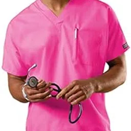 Primestore India Unisex Scrub Suit set V-Neck 3 Pocket Top and Cargo Type Trouser (40 Large, Shoking pink)-picture-23