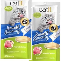 Catit Smooth & Savoury Creamy Lickable Cat Treat, Healthy Cat Treat (4 Tubes x 15g) (Tuna with Scallop, Pack of 2)-picture-34
