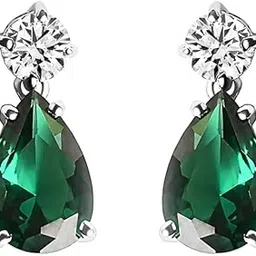 clara 925 Sterling Silver Solitaire Green Necklace Jewellery Set With Earrings | Rhodium Plated, Swiss Zirconia stone | Gift for Women and Girls-picture-54