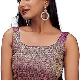 vardha Women's Readymade Brocade Saree Blouse with Padded Finish and Sleeveless Style | Blouse for Women-picture-49