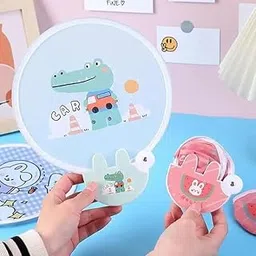 Cute Styles Handheld Compact Cooling Hand Fans Foldable Multi-Role Summer Round Fans for Outdoor Games, Party Creative Gift (Baby Folding Cloth Fan 1) (pack of 1) image 1