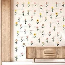 Sticker Yard PVC Vinyl 54 Mix Colorful Flowers Combo Self-Adhesive Wall Sticker for Home Decor/Decoration - Living Room, Bedroom, Kids Room (Multicolor,Size 152X152CM)-image-72