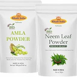 Khadi 100% Pure Herbal Amla Powder & Neem Powder - Combo Pack for Hair (AMLA & NEEM, PACK OF 2-200GM)-picture-34