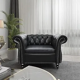 WOODEN WORLD Modern & Classic 1-Seater Leather Sofa Set - Comfortable, Durable, and Stylish Single-Seater for Living Room or Office-picture-20