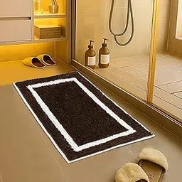 LAHOME Bathroom Mat Anti Slip Bathmat Bathroom Mat Water Soak Bath Door Mat for Home Bathroom Floor Mat Cotton Anti Slip Bath Mat 40x60 Cm, Brown-picture-12
