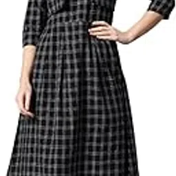 cottinfab Women Checked Midi Dress with Attached Jacket-picture-41