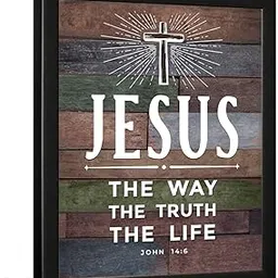 Chaka Chaundh Acrylic Jesus Quotes Wall Frame - Christmas and Christian Decor - Bible Verses - (14 X 11 Inches) (Jesus The Way - Vintage)-picture-32