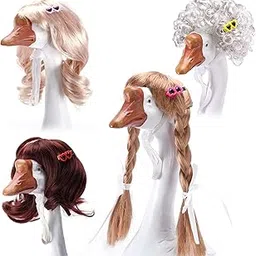 DECOHS 4 Pcs Porch Goose Wigs with Hair Clips, Cute Lawn Goose Statue Braid Wig, Porch Goose Outfits Costume for Outdoor Garden Patio Yard Goosey Decoration-picture-20