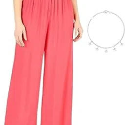 ayublossom herbals LOOKLINE Women's Palazzo Trousers Rayon Casual Black (Free Size 28-36 inches Waist)-picture-11