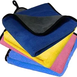 Fezora Premium Microfiber Cleaning Cloth for Car (40x30 cm, 800 GSM) – Thick, Dual-Sided, Lint-Free Towels for Washing, Polishing, Detailing & Multipurpose Use (4, Multicolor) image 1