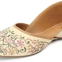 xe looks Flat Comfortable Fancy Beige Punjabi Jutti For Women-picture-22