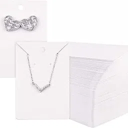 Zenomia Necklace Earring Display Cards Rectangle Hanging Dangle Holder Cardboard Tags for Jewelry Packing Ear Studs Storage DIY Accessories Material (White) 50pcs (4.3 x2.9inch)-picture-12