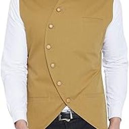 hypernation Khaki Color Cotton Waistcoat for Men(HYPM02477)-picture-28