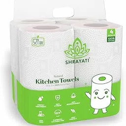 Shrayati Kitchen Towel/Tissue Paper Roll - 2 Ply, 60 Pulls Per Roll, Super Soft, Highly Absorbent Kitchen Tissue Roll, Embossed Design - Kitchen Roll (Pack of 4)-picture-10