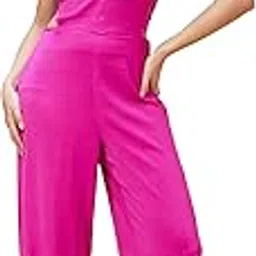 globus Women Solid Halter Neck High Waisted Jumpsuit With Cut Out Detail-picture-10