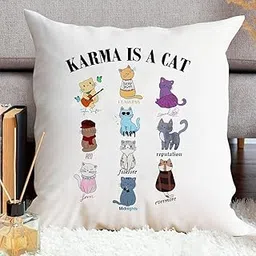 CRAFT MANIACS Taylor SWFT Karma Is A Cutie Cat 16 * 16 Inches Pillow with Filler Inside Best Gift for Every Swiiiftie-picture-50