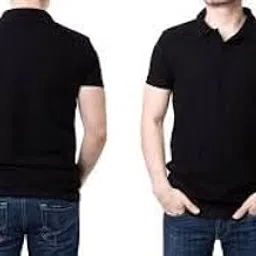 Classic Cotton Blend Polo T-Shirt, Short Sleeve, Black-picture-48