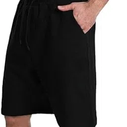 ADS CLOTHING Men’s 100% Cotton Shorts Knee Length Casual & Gym Wear 2 x Side Pockets | Adjustable Drawstring Elastic Waistband | Comfortable Summer Shorts for Men -Size:-image-93