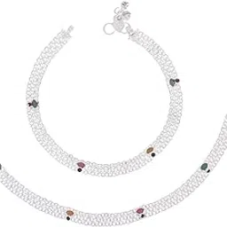 aanyacentric Silver Plated Traditional Anklets Payal - Classic, Fancy and Stylish for Women and Girls-picture-41