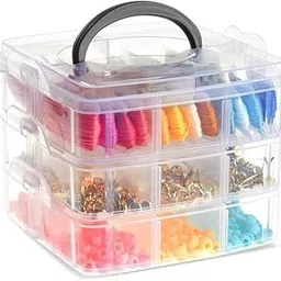 LEKORED Jewellery -Organisers Plastic 3 layer 18 Grid Square Portable Transparent Storage Detachable Box Organizer Case for jewelry sewing button earrings Hair(1Pcs) (Multicolor)-image-7