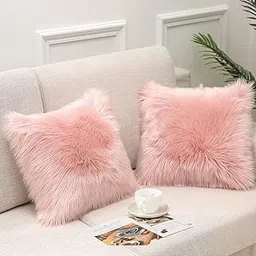 Catchyx Cart Cushion Pillow Square Fur Pillow Throw Cushion Pillow for Sofa Cushion Pillow, Bed Fur Coushion Pillow Throw Pillow in Vibrant Color (Baby Pink, 12 * 12)-picture-30