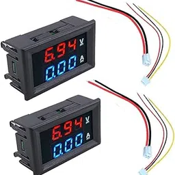 2 Pack 0.28 Inch Digital Voltmeter Ammeter DC 0-100V 10A Current Voltage Meter Display with Dual Blue Red LED and Wire Connectors for Battery Monitoring Power Supply Projects-picture-26