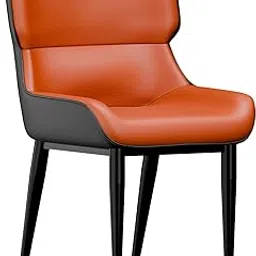 vgatti Ferro Stylish Modern Two-Tone, Faux Leather Orange Black, Contemporary Furniture Strong Metal Framed Support with Cushion,Dining,Office,Visitor Guest Chair, Black Metal Legs Design X(Set of 2)-picture-24
