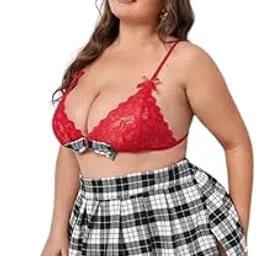 xipipz School Girl Lingerie 2 Piece Suits for Women Sexy Roleplay Lingerie Sexy Lace Tops and Skirts Set Student Costumes Outfit-picture-13