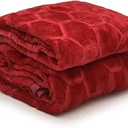 MIRAVU 500 TC Floral Embossed Mink Blanket for Double Bed Blanket| Ultrasoft & Lightweight Solid Blanket for Winter & Mild Winter Sofa, Couch, Bedroom - Double, 90x90 inches - (Maroon, Double Bed)-image-99