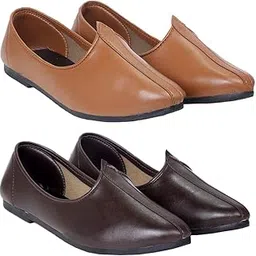 vitoria Men's Ethnic Criss Cross Slip On Juttis and Mojaris Combo/(Pack of 2) for Wedding|Party|Occasions|Fashion|Stylish|Outdoor|Indoor|Lightweight|Shoes with Anti Skid Sole-picture-33