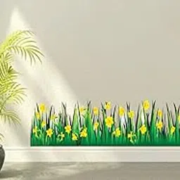 Techgifti Yellow Green Grass Garden Wall Sticker, Yellow Green Grass Design Sticker,Size - 107 x 26 cm, for Living Room and Bedroom-picture-13