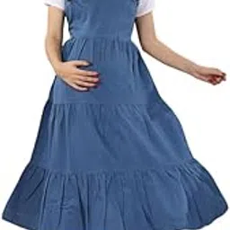easy mom Maternity Fit and Flare Midi Three-Quarter Sleeves Dress for Women-picture-20