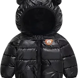 bold n elegant Cartoon Bear Kids Shiny Sparkling Quilted Winter Warm Standard Length Wool Blend Hood Jacket Coat Bomber Puffer Jacket for Boys Girls Kids-picture-46