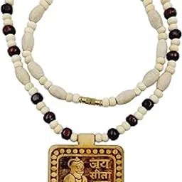 Nagaana Arnav Shri Bageshwar Dham White & Brown Tulsi Kanthi Mala with Tulsi Hanuman ji Locket for Men and Women-picture-60