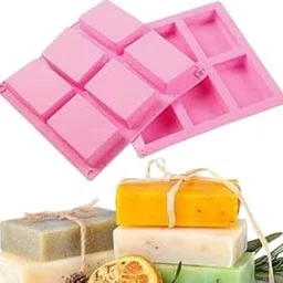 6 Slot Silicone Sqare Soap Mold 6 Cavities Silicone Cake Mould for Homemade Craft Cheese Cake, Cupcakes Brownie Mold, Chocolate, Ice Cube Tray (Pink)(PK-2)-picture-38