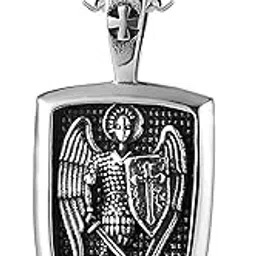 Fashion Jewellery Saint St Michael Archangel Medal Shield-Shape Pendant Mythological Catholic Angel Guard Saint Michael Amulet Jewelry Chain Necklace for Boy Girl Men Women Jewelry-image-13