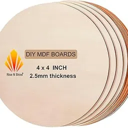 Rise n Shine MDF Board Cutouts - 4 Inch 2.5mm Thick Circle Boards Set Of 25 | MDF Board for Lippan Art, Resin, Mandala, Painting & Art and Craft | Premium Round Pine Wood Slices for Artists and Students-image-12