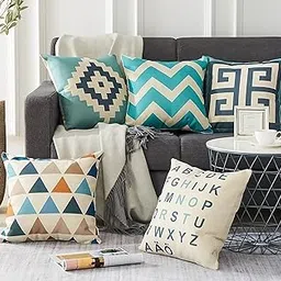 AEROHAVEN™ Set of 5 Abstract Designer Decorative Throw Pillow/Cushion Covers - CC123 (16 x 16 inch)-picture-48